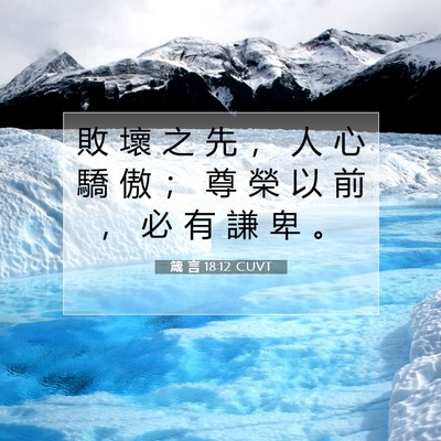 Picture 07 - 箴 言 18:12 CUVT - 敗 壞 之 先 ， 人 心 驕 傲 ； 尊 榮 - Bible Verse Picture