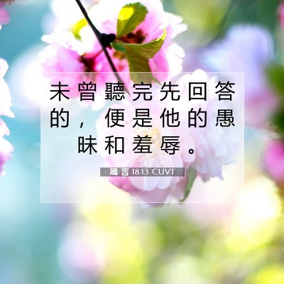 Picture 07 - 箴 言 18:13 CUVT - 未 曾 聽 完 先 回 答 的 ， 便 是 他 - Bible Verse Picture