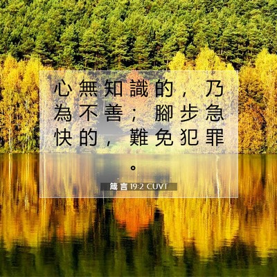 Picture 07 - 箴 言 19:2 CUVT - 心 無 知 識 的 ， 乃 為 不 善 ； 腳 - Bible Verse Picture