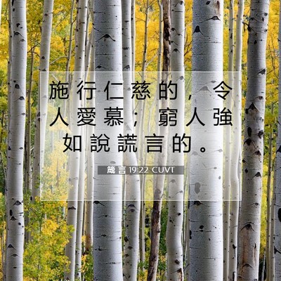 Picture 07 - 箴 言 19:22 CUVT - 施 行 仁 慈 的 ， 令 人 愛 慕 ； 窮 - Bible Verse Picture