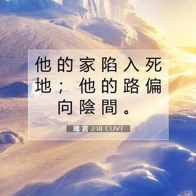 Picture 07 - 箴 言 2:18 CUVT - 他 的 家 陷 入 死 地 ； 他 的 路 偏 - Bible Verse Picture