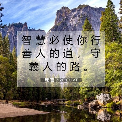 Picture 07 - 箴 言 2:20 CUVT - 智 慧 必 使 你 行 善 人 的 道 ， 守 - Bible Verse Picture
