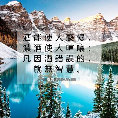 Picture 07 - 箴 言 20:1 CUVT - 酒 能 使 人 褻 慢 ， 濃 酒 使 人 喧 - Bible Verse Picture