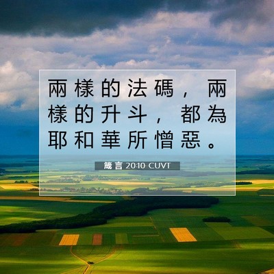 Picture 07 - 箴 言 20:10 CUVT - 兩 樣 的 法 碼 ， 兩 樣 的 升 斗 ， - Bible Verse Picture