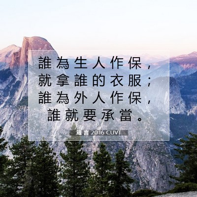 Picture 07 - 箴 言 20:16 CUVT - 誰 為 生 人 作 保 ， 就 拿 誰 的 衣 - Bible Verse Picture