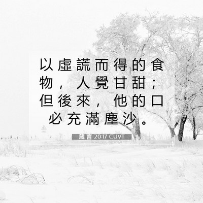 Picture 07 - 箴 言 20:17 CUVT - 以 虛 謊 而 得 的 食 物 ， 人 覺 甘 - Bible Verse Picture