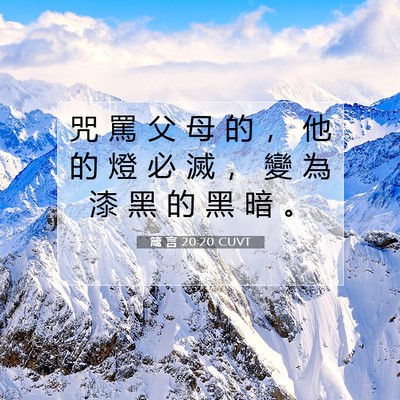 Picture 07 - 箴 言 20:20 CUVT - 咒 罵 父 母 的 ， 他 的 燈 必 滅 ， - Bible Verse Picture