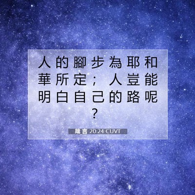 Picture 07 - 箴 言 20:24 CUVT - 人 的 腳 步 為 耶 和 華 所 定 ； 人 - Bible Verse Picture