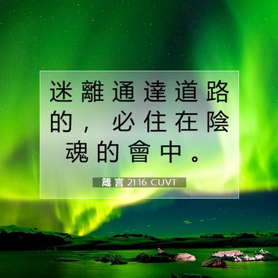 Picture 07 - 箴 言 21:16 CUVT - 迷 離 通 達 道 路 的 ， 必 住 在 陰 - Bible Verse Picture