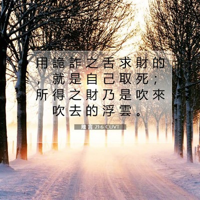 Picture 07 - 箴 言 21:6 CUVT - 用 詭 詐 之 舌 求 財 的 ， 就 是 自 - Bible Verse Picture
