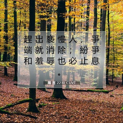 Picture 07 - 箴 言 22:10 CUVT - 趕 出 褻 慢 人 ， 爭 端 就 消 除 ； - Bible Verse Picture