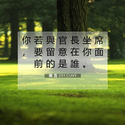 Picture 07 - 箴 言 23:1 CUVT - 你 若 與 官 長 坐 席 ， 要 留 意 在 - Bible Verse Picture