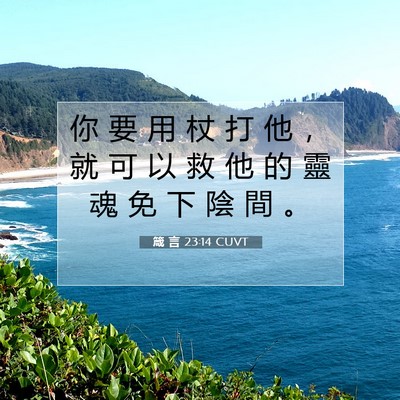 Picture 07 - 箴 言 23:14 CUVT - 你 要 用 杖 打 他 ， 就 可 以 救 他 - Bible Verse Picture
