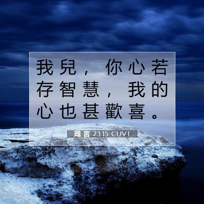 Picture 07 - 箴 言 23:15 CUVT - 我 兒 ， 你 心 若 存 智 慧 ， 我 的 - Bible Verse Picture