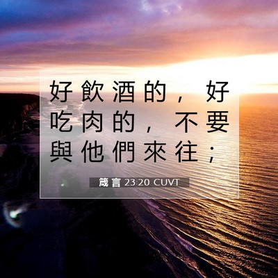 Picture 07 - 箴 言 23:20 CUVT - 好 飲 酒 的 ， 好 吃 肉 的 ， 不 要 - Bible Verse Picture
