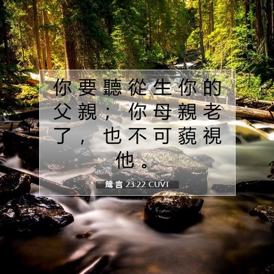 Picture 07 - 箴 言 23:22 CUVT - 你 要 聽 從 生 你 的 父 親 ； 你 母 - Bible Verse Picture
