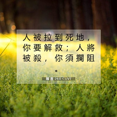Picture 07 - 箴 言 24:11 CUVT - 人 被 拉 到 死 地 ， 你 要 解 救 ； - Bible Verse Picture