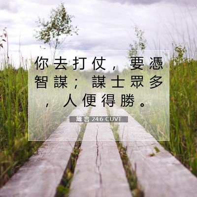 Picture 07 - 箴 言 24:6 CUVT - 你 去 打 仗 ， 要 憑 智 謀 ； 謀 士 - Bible Verse Picture