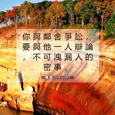 Picture 07 - 箴 言 25:9 CUVT - 你 與 鄰 舍 爭 訟 ， 要 與 他 一 人 - Bible Verse Picture