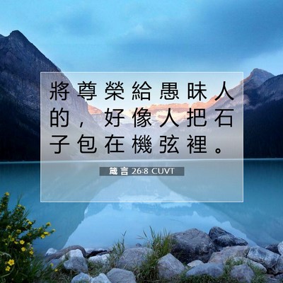 Picture 07 - 箴 言 26:8 CUVT - 將 尊 榮 給 愚 昧 人 的 ， 好 像 人 - Bible Verse Picture