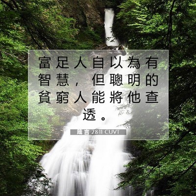 Picture 07 - 箴 言 28:11 CUVT - 富 足 人 自 以 為 有 智 慧 ， 但 聰 - Bible Verse Picture
