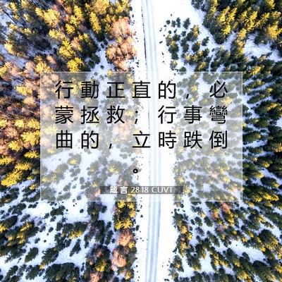 Picture 07 - 箴 言 28:18 CUVT - 行 動 正 直 的 ， 必 蒙 拯 救 ； 行 - Bible Verse Picture