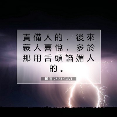 Picture 07 - 箴 言 28:23 CUVT - 責 備 人 的 ， 後 來 蒙 人 喜 悅 ， - Bible Verse Picture