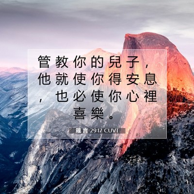 Picture 07 - 箴 言 29:17 CUVT - 管 教 你 的 兒 子 ， 他 就 使 你 得 - Bible Verse Picture