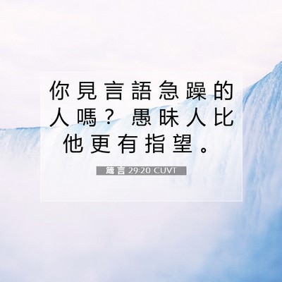 Picture 07 - 箴 言 29:20 CUVT - 你 見 言 語 急 躁 的 人 嗎 ？ 愚 昧 - Bible Verse Picture