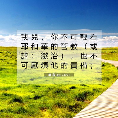 Picture 07 - 箴 言 3:11 CUVT - 我 兒 ， 你 不 可 輕 看 耶 和 華 的 - Bible Verse Picture