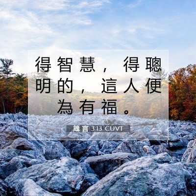 Picture 07 - 箴 言 3:13 CUVT - 得 智 慧 ， 得 聰 明 的 ， 這 人 便 - Bible Verse Picture