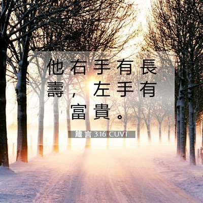 Picture 07 - 箴 言 3:16 CUVT - 他 右 手 有 長 壽 ， 左 手 有 富 貴 - Bible Verse Picture