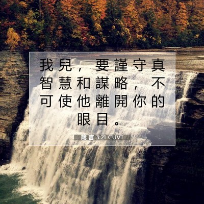 Picture 07 - 箴 言 3:21 CUVT - 我 兒 ， 要 謹 守 真 智 慧 和 謀 略 - Bible Verse Picture