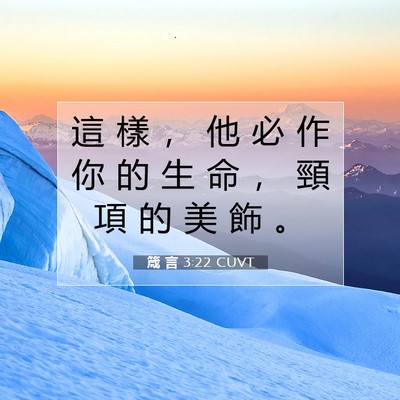 Picture 07 - 箴 言 3:22 CUVT - 這 樣 ， 他 必 作 你 的 生 命 ， 頸 - Bible Verse Picture