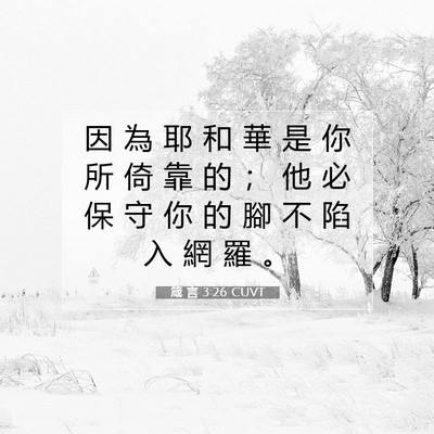 Picture 07 - 箴 言 3:26 CUVT - 因 為 耶 和 華 是 你 所 倚 靠 的 ； - Bible Verse Picture