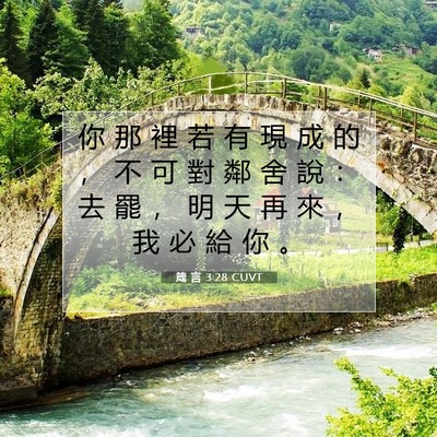 Picture 07 - 箴 言 3:28 CUVT - 你 那 裡 若 有 現 成 的 ， 不 可 對 - Bible Verse Picture