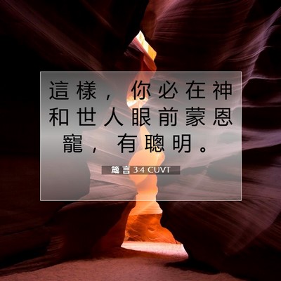 Picture 07 - 箴 言 3:4 CUVT - 這 樣 ， 你 必 在 神 和 世 人 眼 前 - Bible Verse Picture