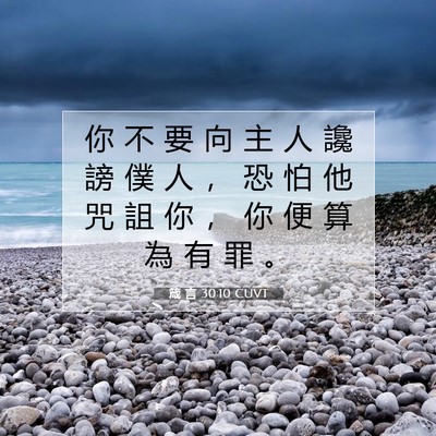 Picture 07 - 箴 言 30:10 CUVT - 你 不 要 向 主 人 讒 謗 僕 人 ， 恐 - Bible Verse Picture