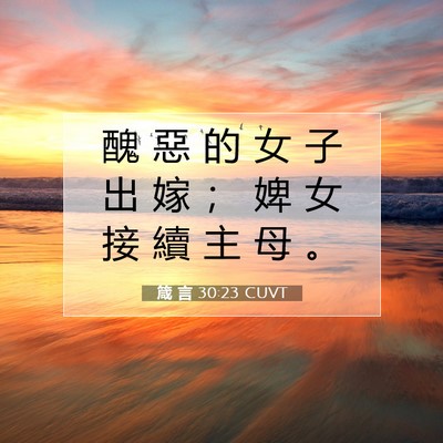 Picture 07 - 箴 言 30:23 CUVT - 醜 惡 的 女 子 出 嫁 ； 婢 女 接 續 - Bible Verse Picture