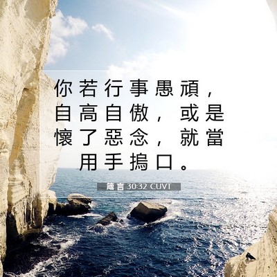 Picture 07 - 箴 言 30:32 CUVT - 你 若 行 事 愚 頑 ， 自 高 自 傲 ， - Bible Verse Picture