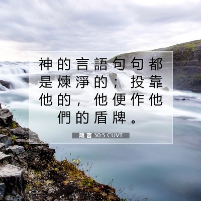 Picture 07 - 箴 言 30:5 CUVT - 神 的 言 語 句 句 都 是 煉 淨 的 ； - Bible Verse Picture