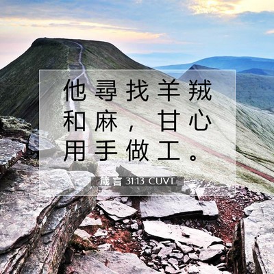 Picture 07 - 箴 言 31:13 CUVT - 他 尋 找 羊 羢 和 麻 ， 甘 心 用 手 - Bible Verse Picture
