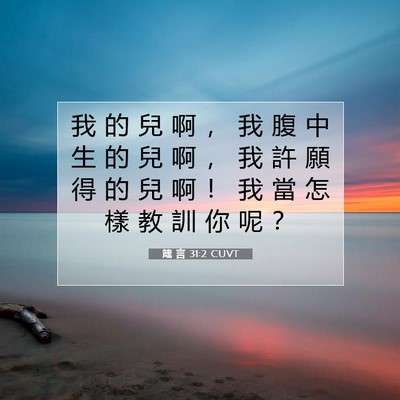 Picture 07 - 箴 言 31:2 CUVT - 我 的 兒 啊 ， 我 腹 中 生 的 兒 啊 - Bible Verse Picture