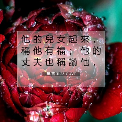 Picture 07 - 箴 言 31:28 CUVT - 他 的 兒 女 起 來 ， 稱 他 有 福 ； - Bible Verse Picture