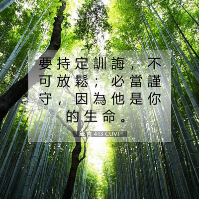 Picture 07 - 箴 言 4:13 CUVT - 要 持 定 訓 誨 ， 不 可 放 鬆 ； 必 - Bible Verse Picture