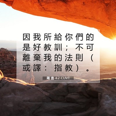 Picture 07 - 箴 言 4:2 CUVT - 因 我 所 給 你 們 的 是 好 教 訓 ； - Bible Verse Picture