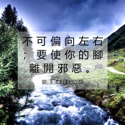 Picture 07 - 箴 言 4:27 CUVT - 不 可 偏 向 左 右 ； 要 使 你 的 腳 - Bible Verse Picture
