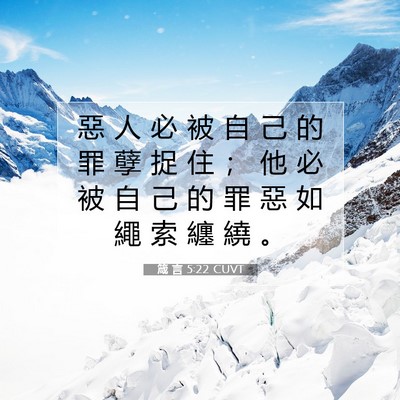 Picture 07 - 箴 言 5:22 CUVT - 惡 人 必 被 自 己 的 罪 孽 捉 住 ； - Bible Verse Picture