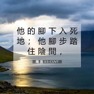 Picture 07 - 箴 言 5:5 CUVT - 他 的 腳 下 入 死 地 ； 他 腳 步 踏 - Bible Verse Picture