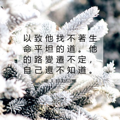 Picture 07 - 箴 言 5:6 CUVT - 以 致 他 找 不 著 生 命 平 坦 的 道 - Bible Verse Picture